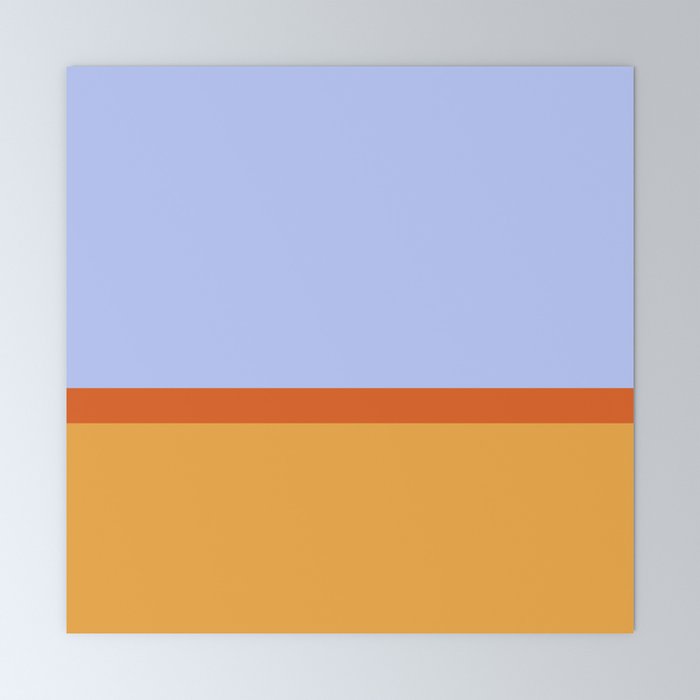 70s Summer Color Block Blue and Orange Mini Art Print