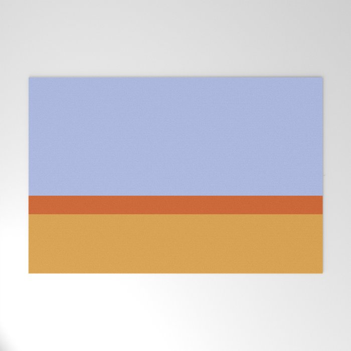 70s Summer Color Block Blue and Orange Welcome Mat