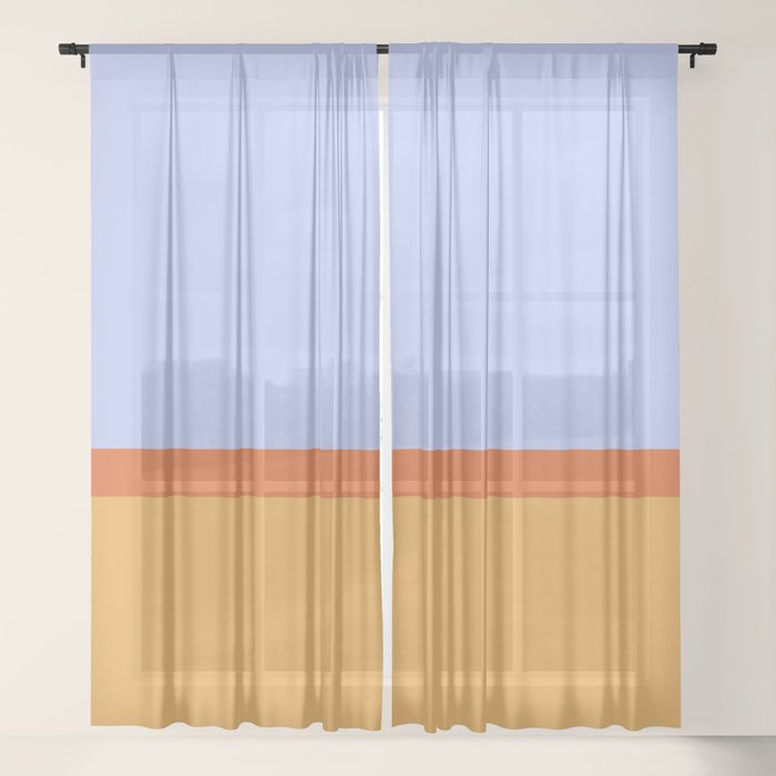 70s Summer Color Block Blue and Orange Window Curtain