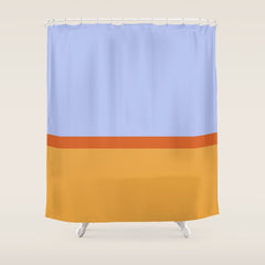 70s Summer Color Block Blue and Orange Shower Curtain