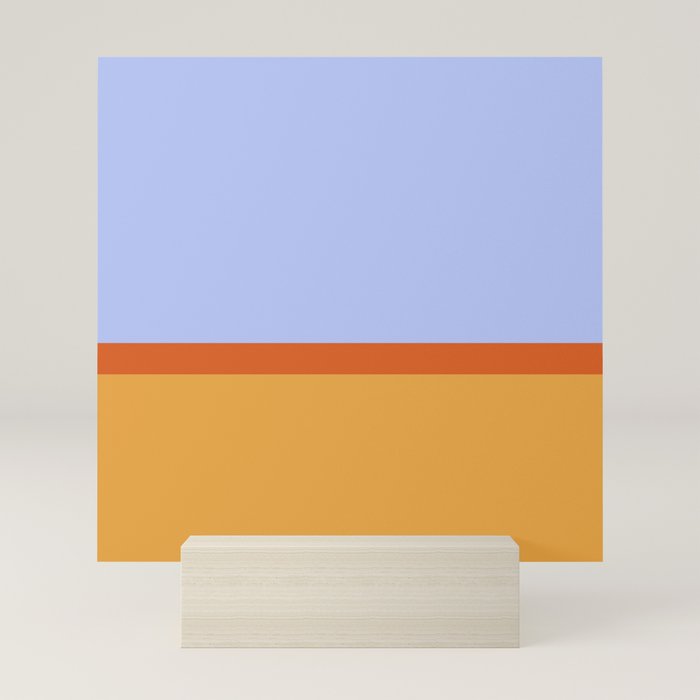70s Summer Color Block Blue and Orange Mini Art Print