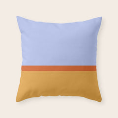 70s Summer Color Block Blue and Orange Throw Pillow