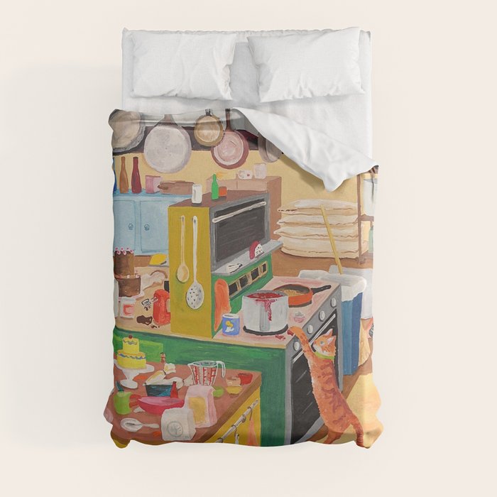 A Cat in the Kitchen Duvet Cover