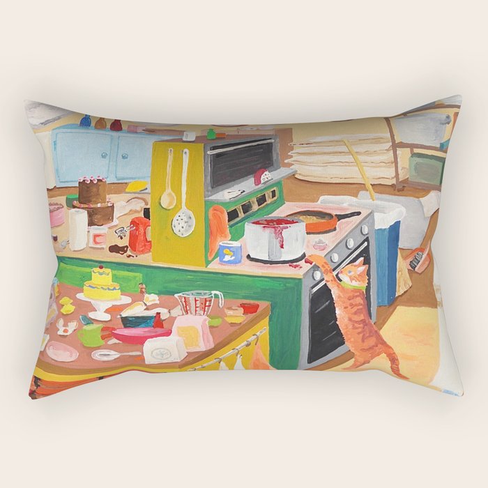 A Cat in the Kitchen Rectangular Pillow
