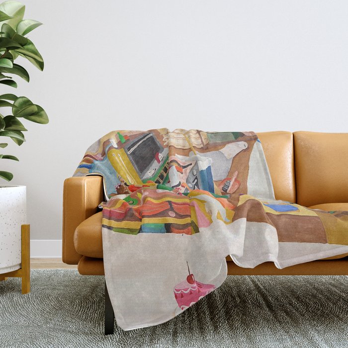 A Cat in the Kitchen Throw Blanket
