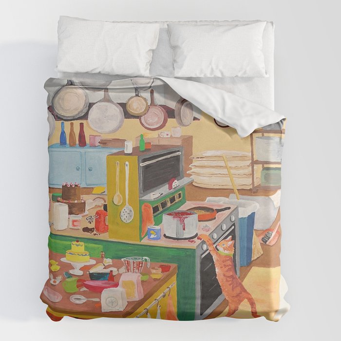 A Cat in the Kitchen Duvet Cover