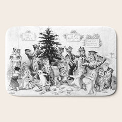 Cats Decorating The Christmas Tree' Vintage Cat Art by Louis Wain Bath Mat