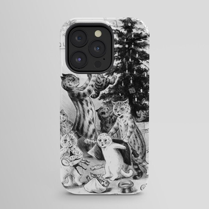 Cats Decorating The Christmas Tree' Vintage Cat Art by Louis Wain iPhone Case