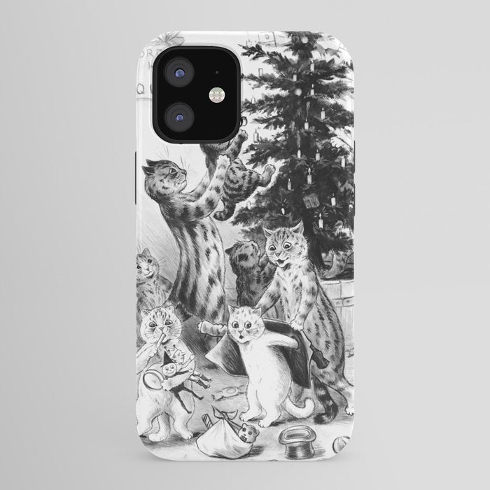 Cats Decorating The Christmas Tree' Vintage Cat Art by Louis Wain iPhone Case