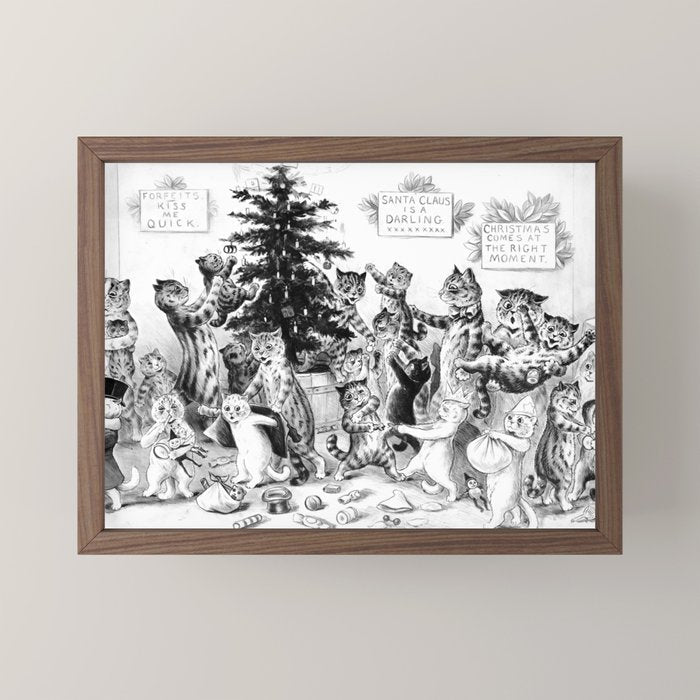Cats Decorating The Christmas Tree' Vintage Cat Art by Louis Wain Mini Art Print