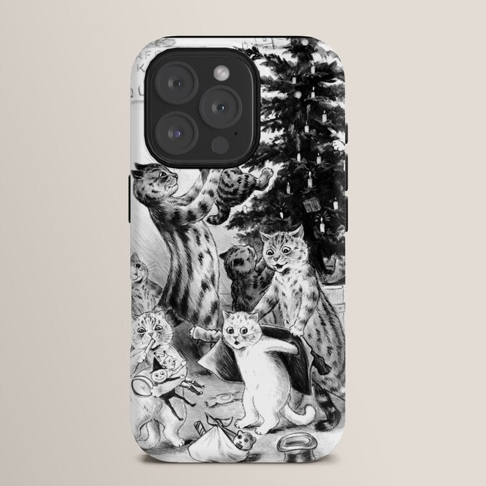 Cats Decorating The Christmas Tree' Vintage Cat Art by Louis Wain iPhone Case