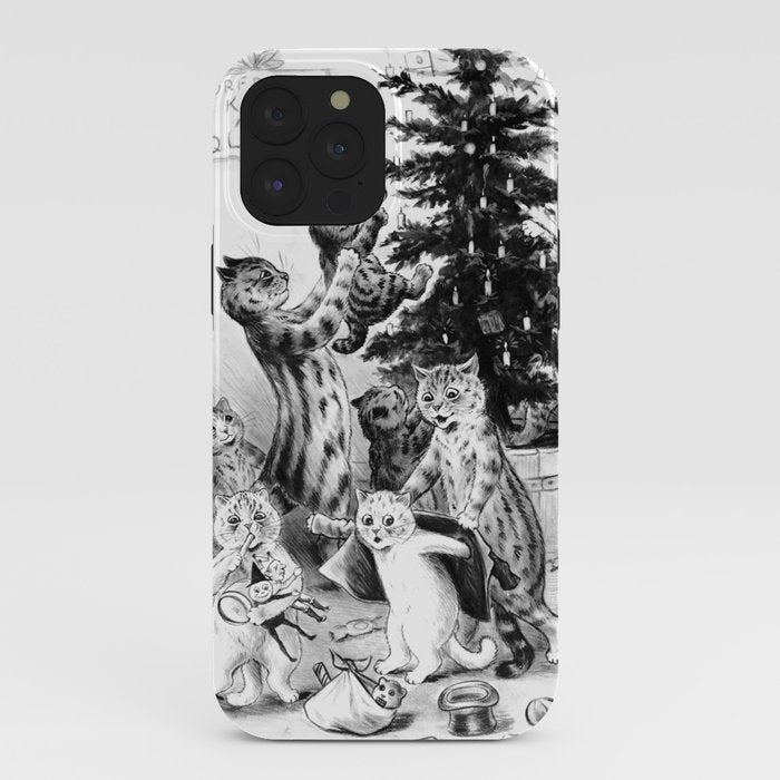 Cats Decorating The Christmas Tree' Vintage Cat Art by Louis Wain iPhone Case