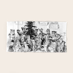 Cats Decorating The Christmas Tree' Vintage Cat Art by Louis Wain Bath Towel