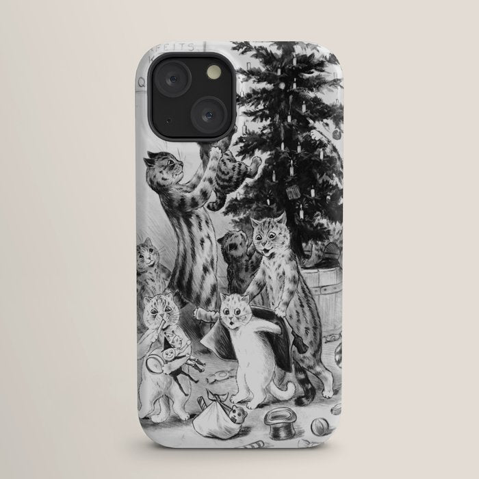 Cats Decorating The Christmas Tree' Vintage Cat Art by Louis Wain iPhone Case