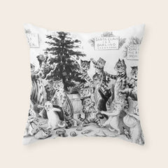 Cats Decorating The Christmas Tree' Vintage Cat Art by Louis Wain Throw Pillow