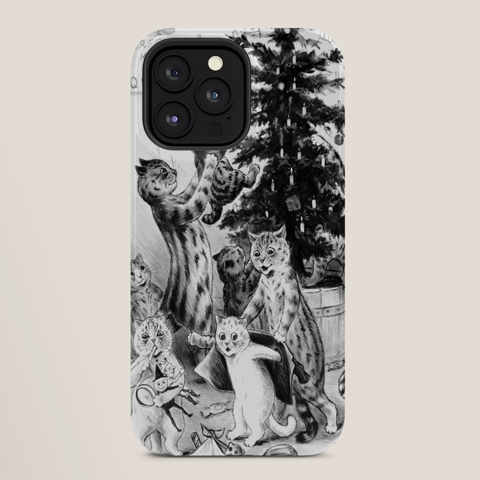 Cats Decorating The Christmas Tree' Vintage Cat Art by Louis Wain iPhone Case