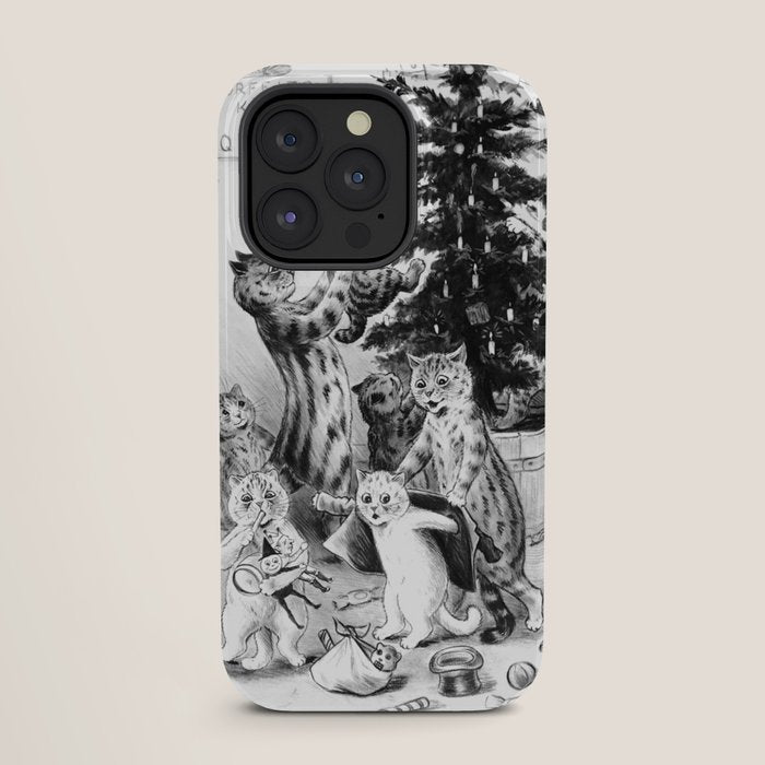 Cats Decorating The Christmas Tree' Vintage Cat Art by Louis Wain iPhone Case