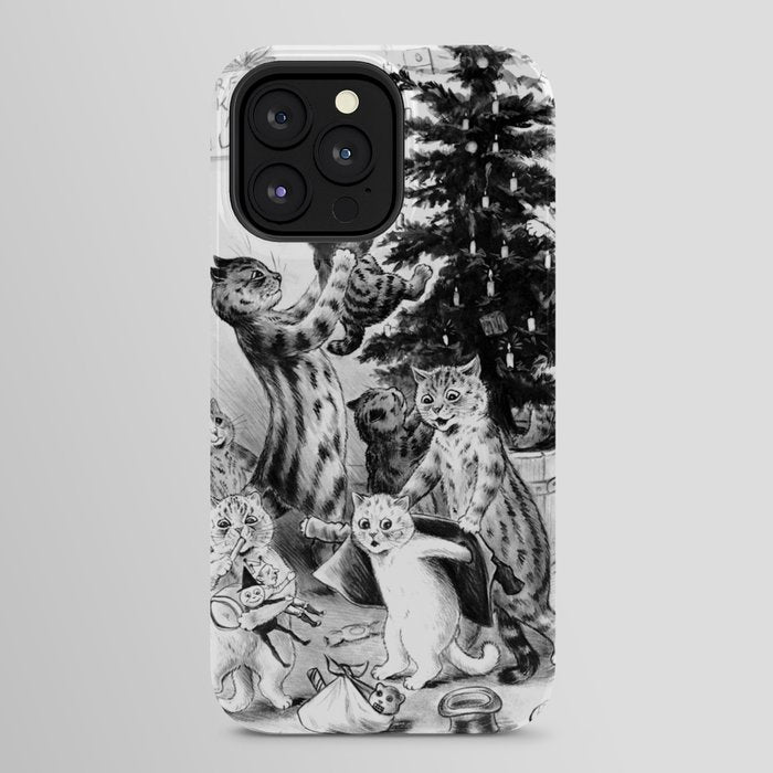 Cats Decorating The Christmas Tree' Vintage Cat Art by Louis Wain iPhone Case