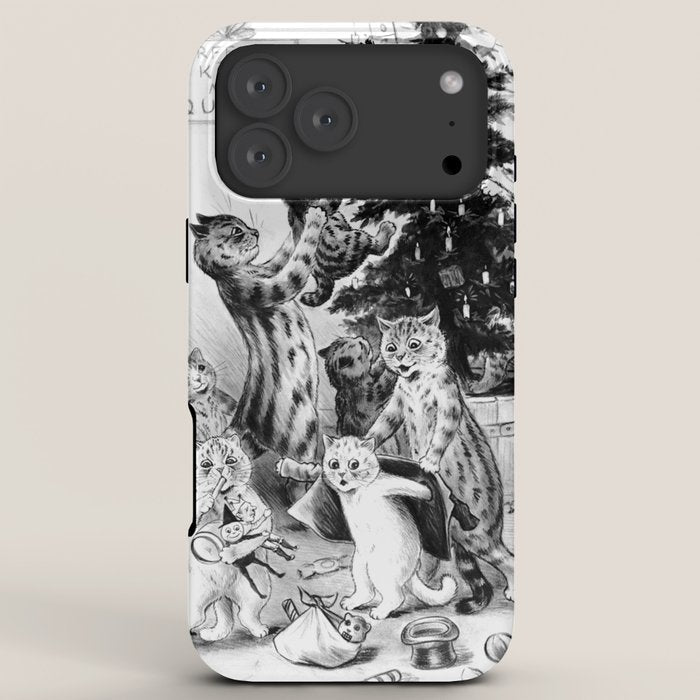 Cats Decorating The Christmas Tree' Vintage Cat Art by Louis Wain iPhone Case