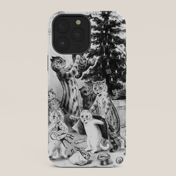 Cats Decorating The Christmas Tree' Vintage Cat Art by Louis Wain iPhone Case