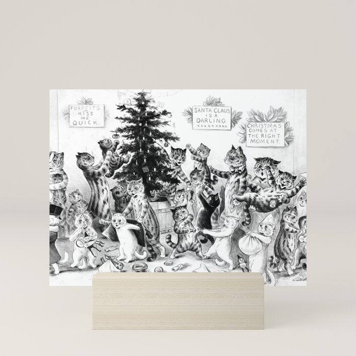 Cats Decorating The Christmas Tree' Vintage Cat Art by Louis Wain Mini Art Print