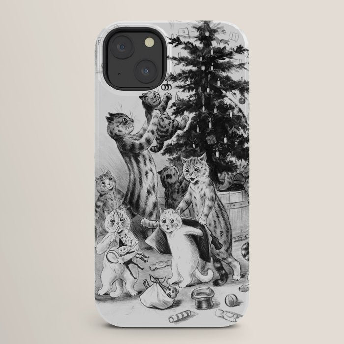 Cats Decorating The Christmas Tree' Vintage Cat Art by Louis Wain iPhone Case