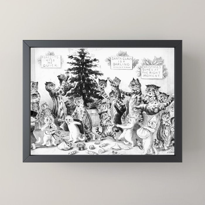 Cats Decorating The Christmas Tree' Vintage Cat Art by Louis Wain Mini Art Print