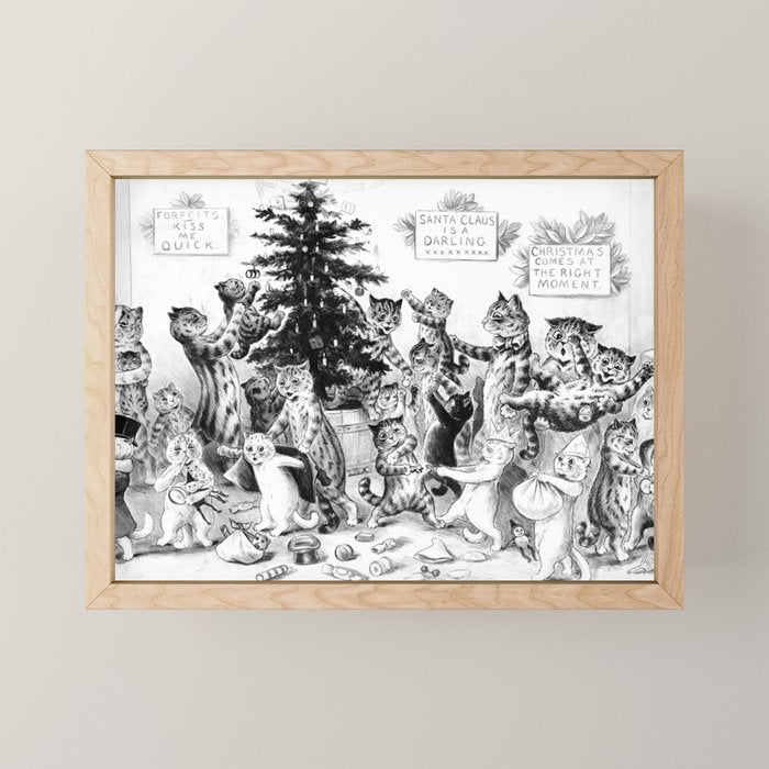 Cats Decorating The Christmas Tree' Vintage Cat Art by Louis Wain Mini Art Print