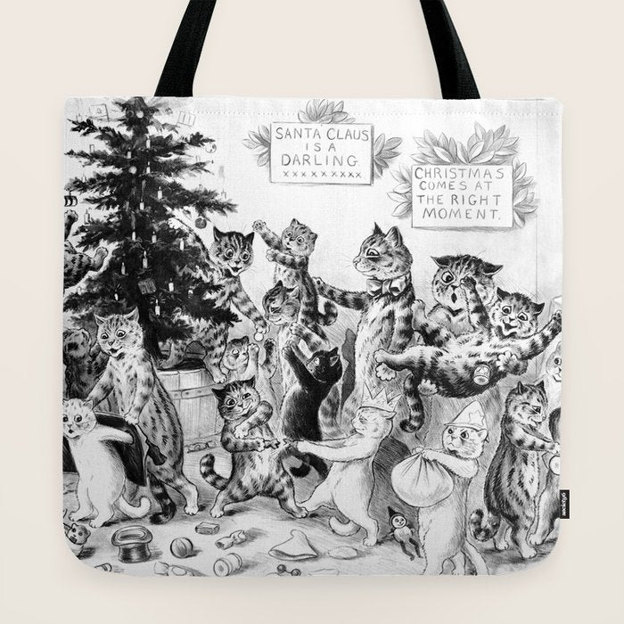 Cats Decorating The Christmas Tree' Vintage Cat Art by Louis Wain Tote Bag