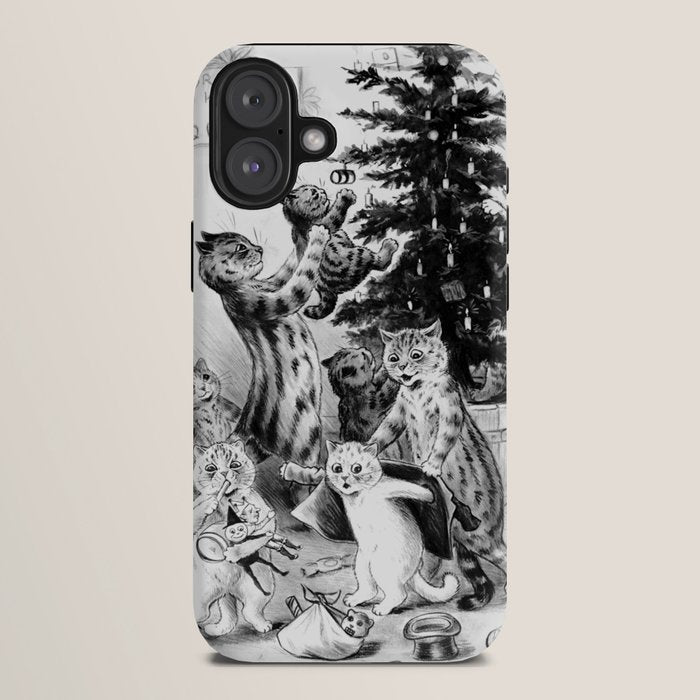 Cats Decorating The Christmas Tree' Vintage Cat Art by Louis Wain iPhone Case
