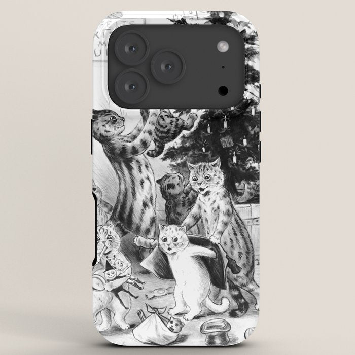 Cats Decorating The Christmas Tree' Vintage Cat Art by Louis Wain iPhone Case