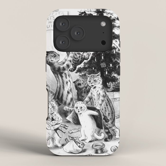 Cats Decorating The Christmas Tree' Vintage Cat Art by Louis Wain iPhone Case