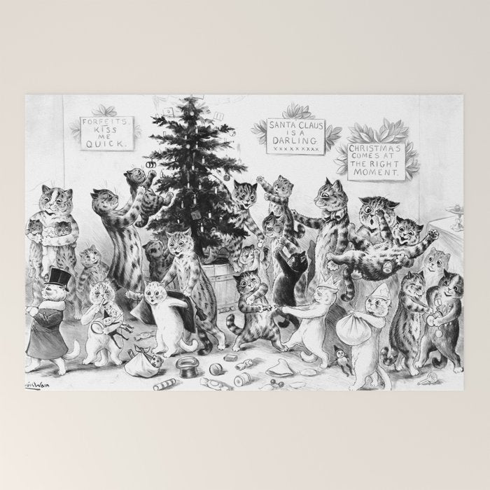 Cats Decorating The Christmas Tree' Vintage Cat Art by Louis Wain Welcome Mat