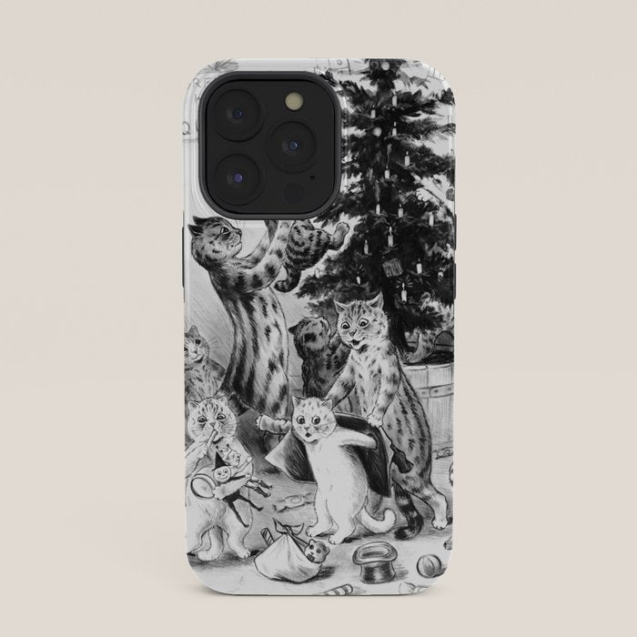 Cats Decorating The Christmas Tree' Vintage Cat Art by Louis Wain iPhone Case
