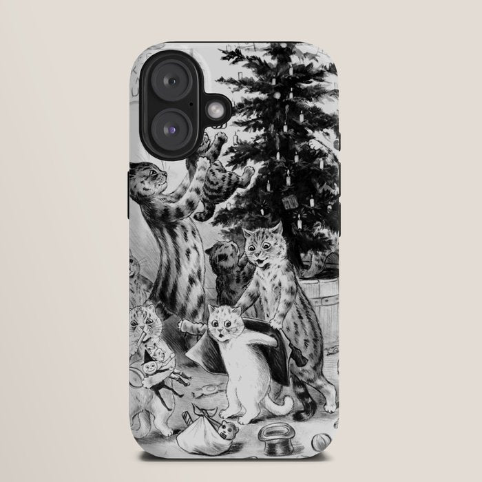 Cats Decorating The Christmas Tree' Vintage Cat Art by Louis Wain iPhone Case