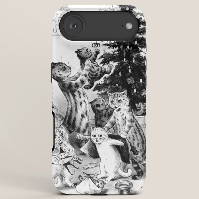 Cats Decorating The Christmas Tree' Vintage Cat Art by Louis Wain iPhone Case