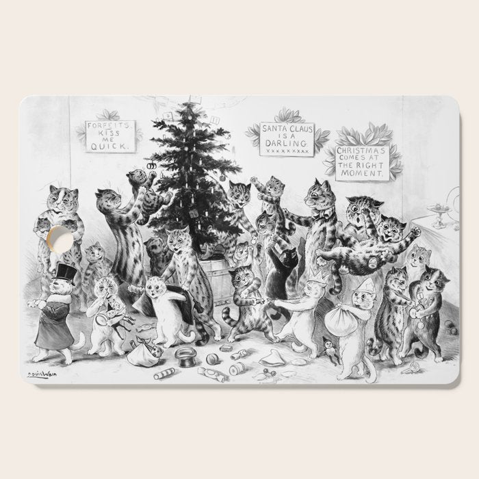 Cats Decorating The Christmas Tree' Vintage Cat Art by Louis Wain Cutting Board