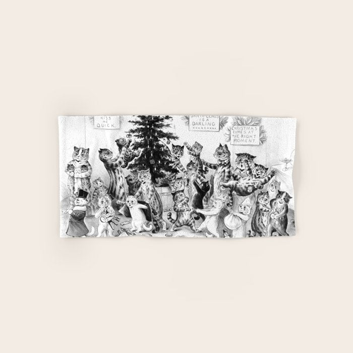 Cats Decorating The Christmas Tree' Vintage Cat Art by Louis Wain Bath Towel