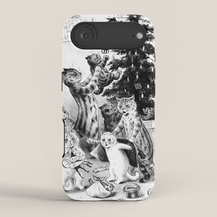 Cats Decorating The Christmas Tree' Vintage Cat Art by Louis Wain iPhone Case