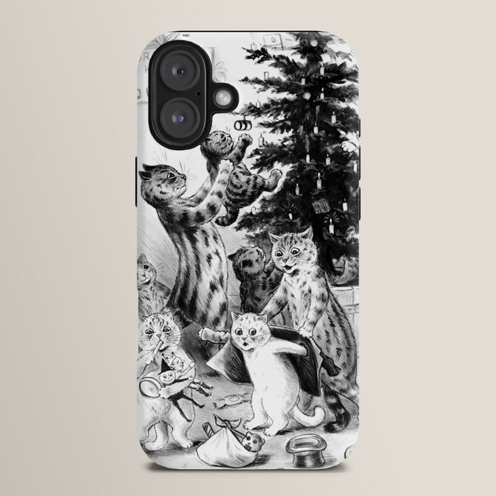 Cats Decorating The Christmas Tree' Vintage Cat Art by Louis Wain iPhone Case
