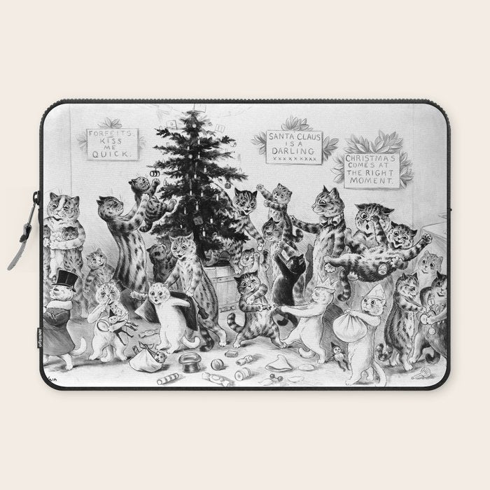 Cats Decorating The Christmas Tree' Vintage Cat Art by Louis Wain Laptop Sleeve
