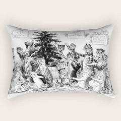 Cats Decorating The Christmas Tree' Vintage Cat Art by Louis Wain Rectangular Pillow