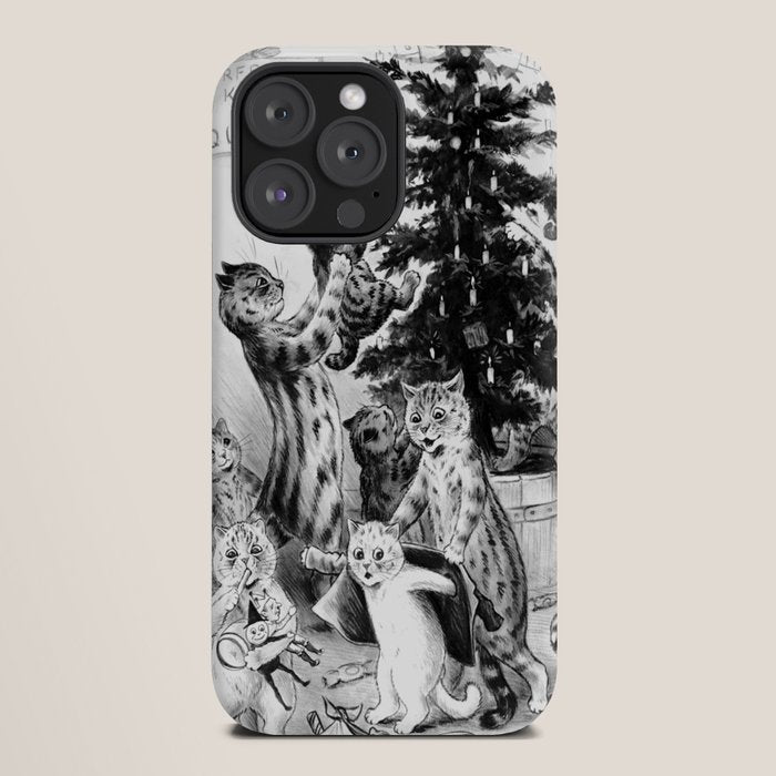 Cats Decorating The Christmas Tree' Vintage Cat Art by Louis Wain iPhone Case