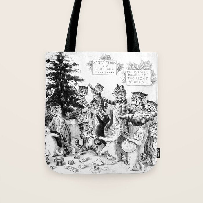 Cats Decorating The Christmas Tree' Vintage Cat Art by Louis Wain Tote Bag