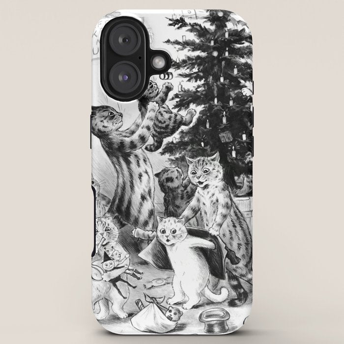 Cats Decorating The Christmas Tree' Vintage Cat Art by Louis Wain iPhone Case