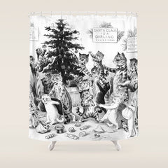 Cats Decorating The Christmas Tree' Vintage Cat Art by Louis Wain Shower Curtain