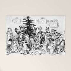 Cats Decorating The Christmas Tree' Vintage Cat Art by Louis Wain Welcome Mat