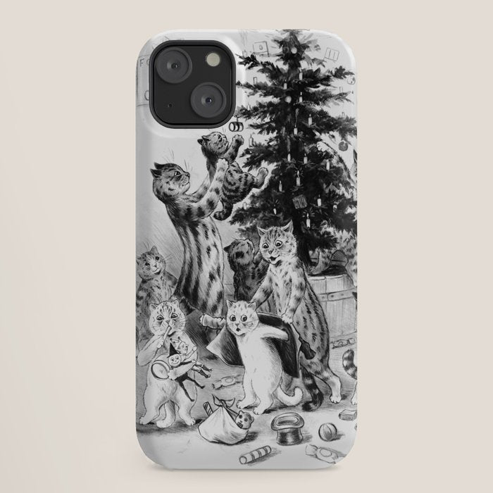 Cats Decorating The Christmas Tree' Vintage Cat Art by Louis Wain iPhone Case