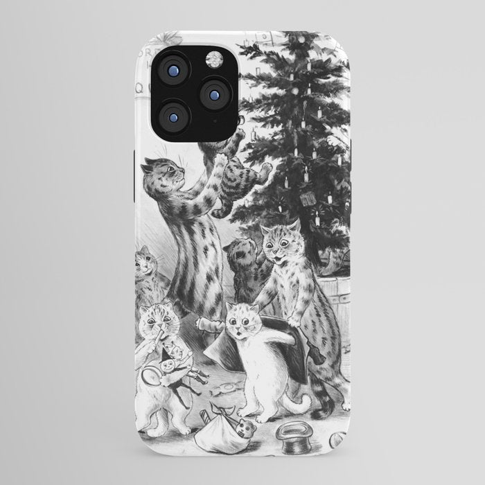 Cats Decorating The Christmas Tree' Vintage Cat Art by Louis Wain iPhone Case