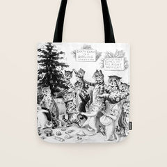Cats Decorating The Christmas Tree' Vintage Cat Art by Louis Wain Tote Bag